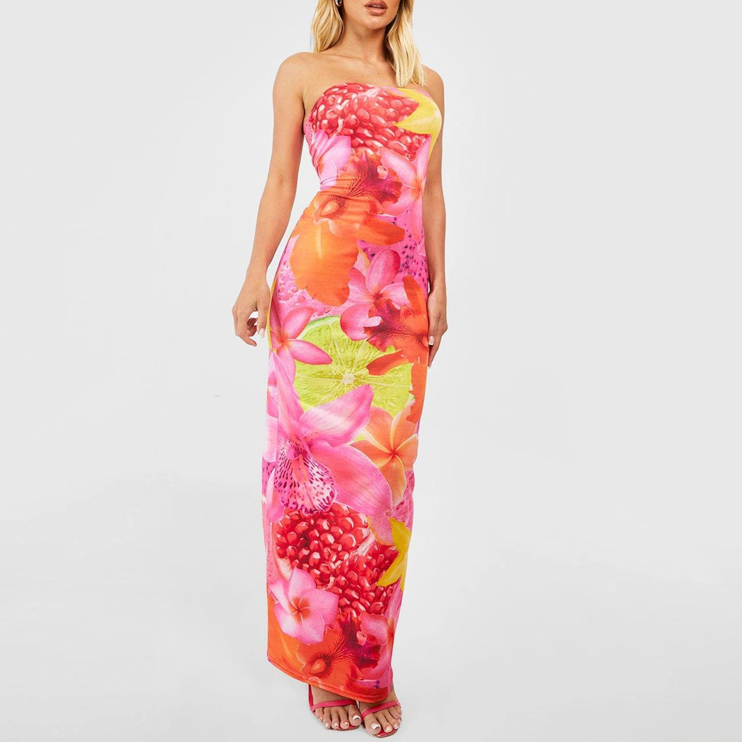 BC Floral Print Backless Aesthetic Dress