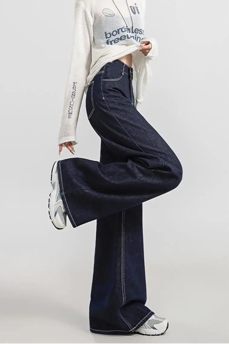 Y2K High Street Retro Denim Trouser Washed Vintage Casual Classic Baggy High Waist Jeans