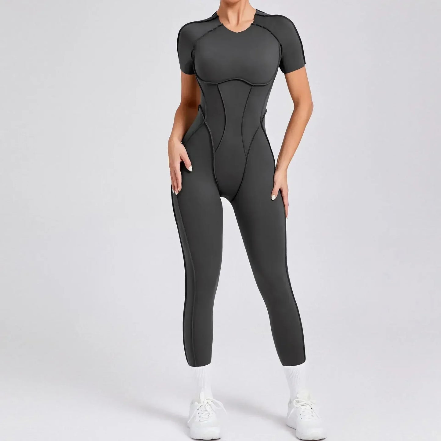 BC Seamless Yoga Jumpsuits Backless Short-sleeved One-piece