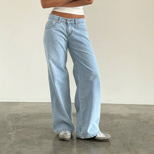Loose Straight Wide Leg Y2K Aesthetic Low Rise Baggy Denim
