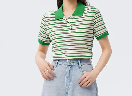 BC Polo Shirt Soft Waffle Striped T-shirt