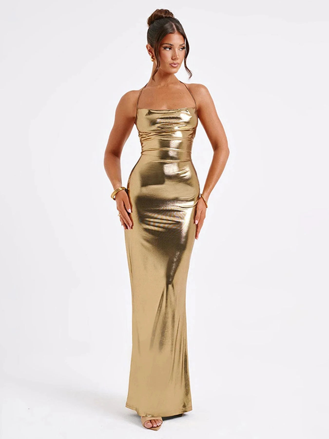 BC Strap Backless Halter Bandage Long Dress Off Shoulder
