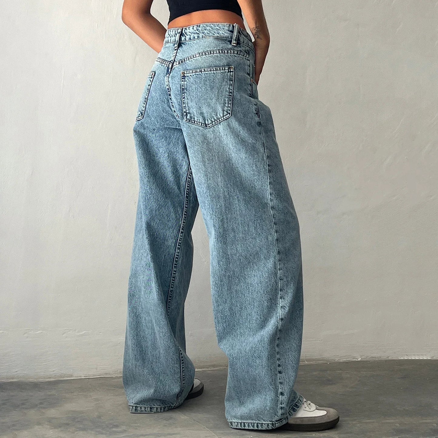 BCG Wide Leg Baggy Low Waist Boyfriend Jeans