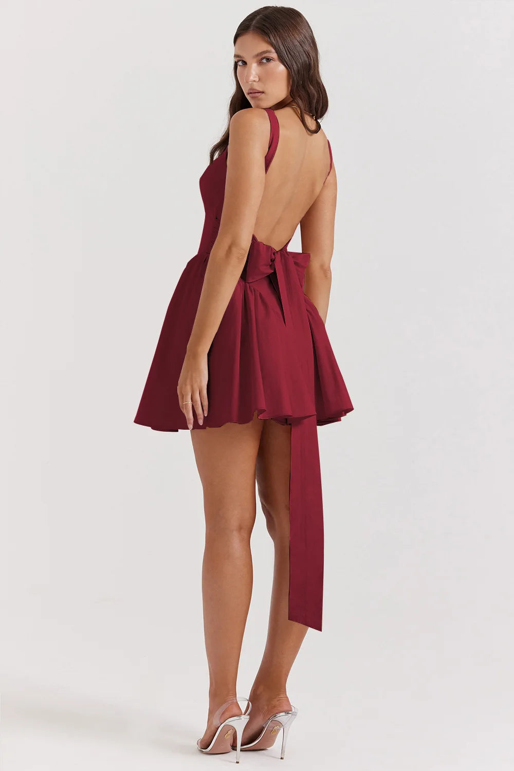 Aura Elegant Sleeveless Backless Bow Mini