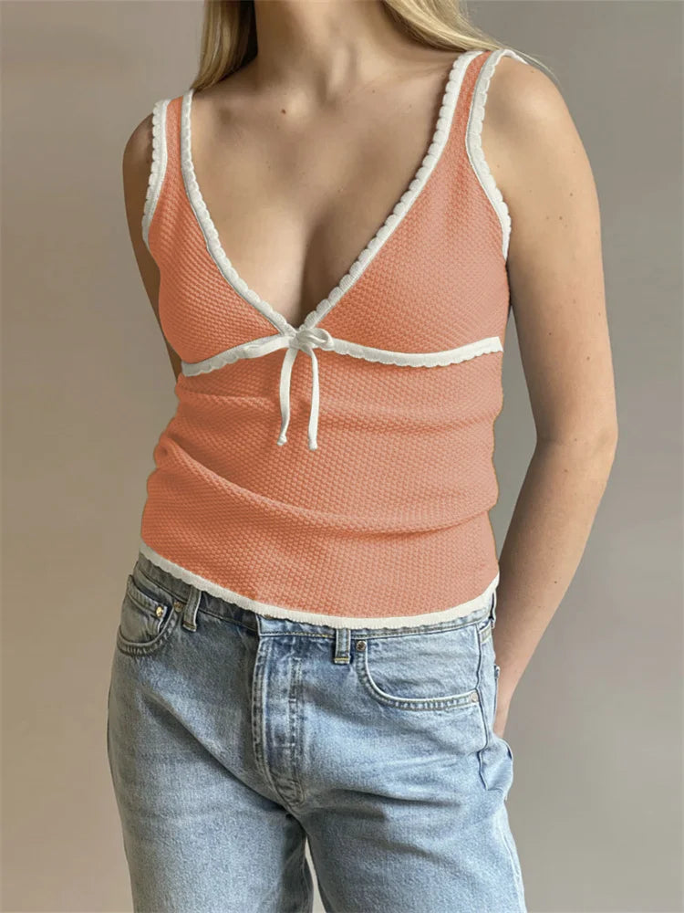 Lassy Lace-Up Backless Tank Top
