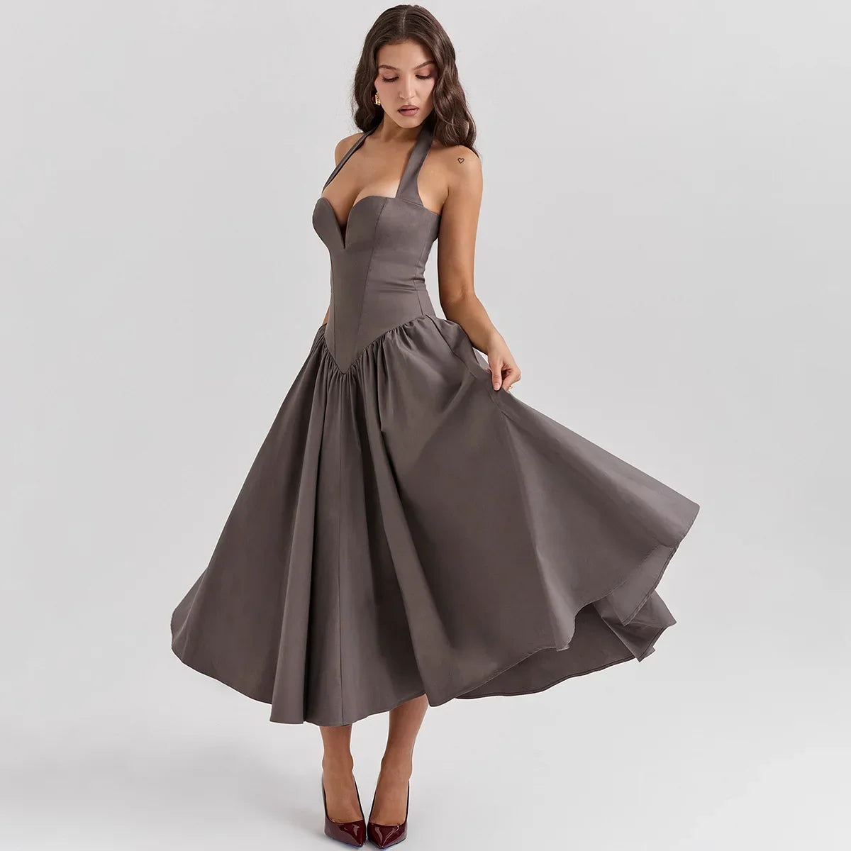 Suky Flare Halter Long Dress