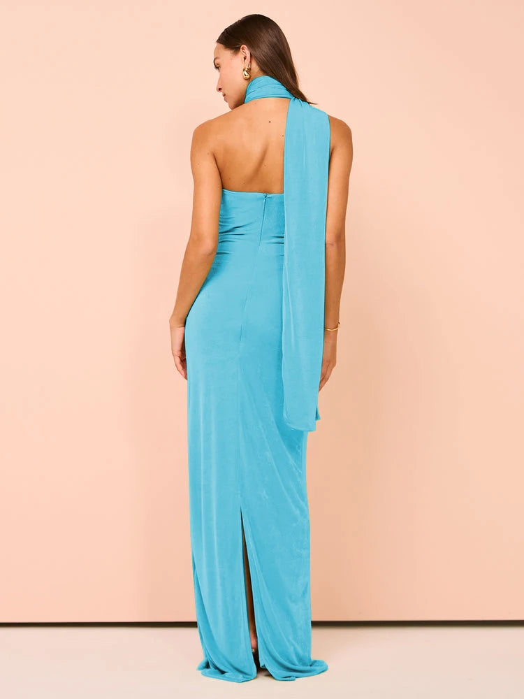 Leela Halter Off-shoulder Sleeveless BC Long Dress