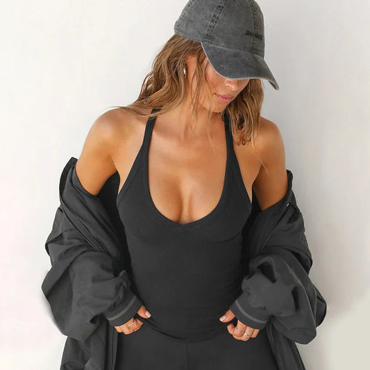 Neva V Neck Ribbed Tank Top