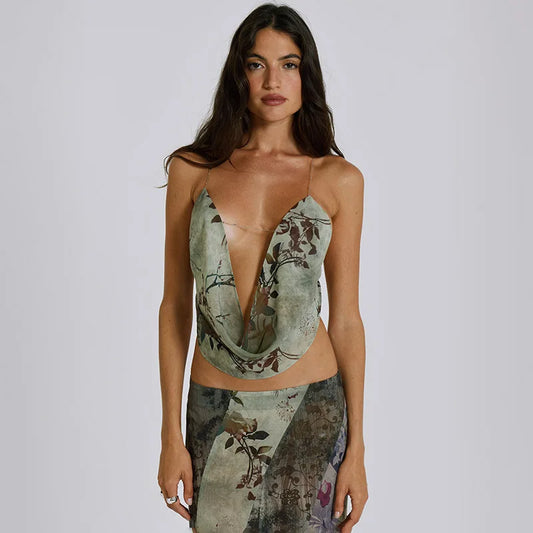 Aubrey Cowl Neck Backless Tank Top