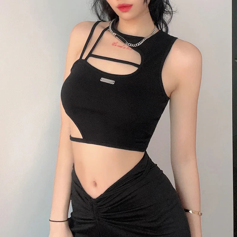 Luna T-07 Hollow Out Crop Top