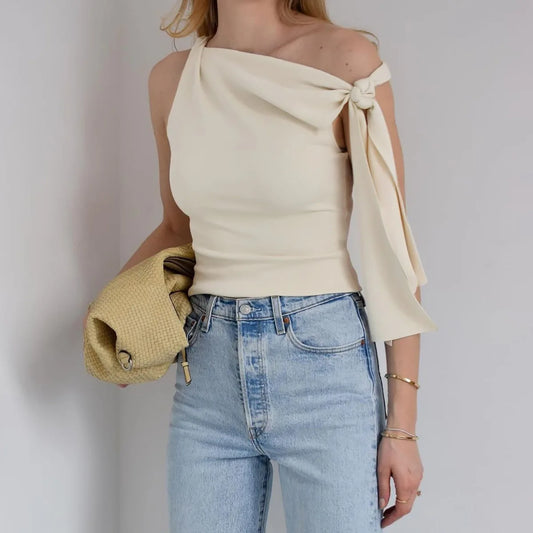 One Shoulder Skew Collar Tee Shirt