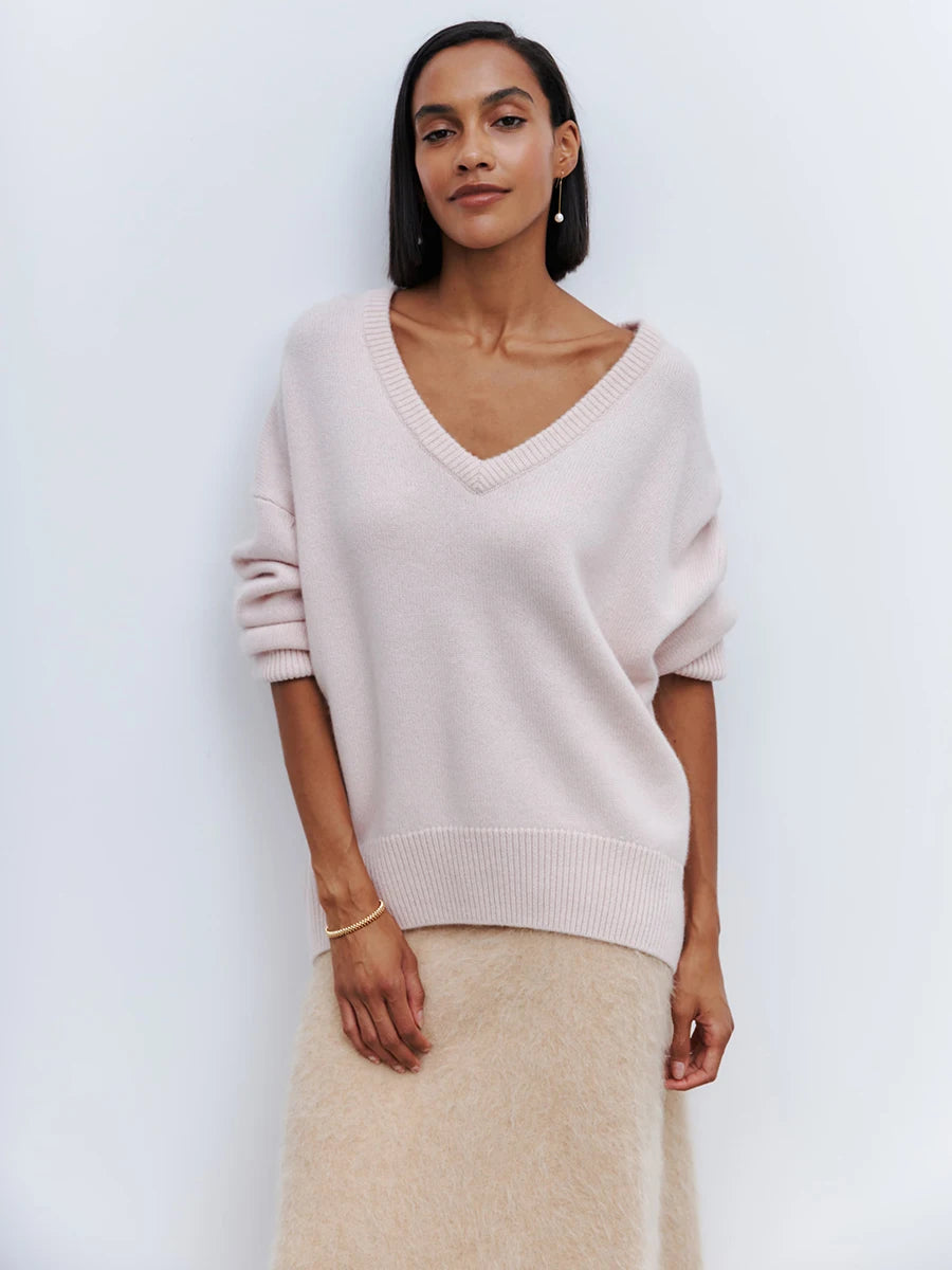 BB Oversized V-neck Warm Knitted Pullover Sweat