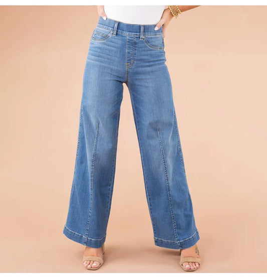 Nak High-Waisted Straight Floor-length Wide-leg Long Pants