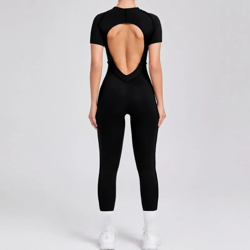BC Seamless Yoga Jumpsuits Backless Short-sleeved One-piece