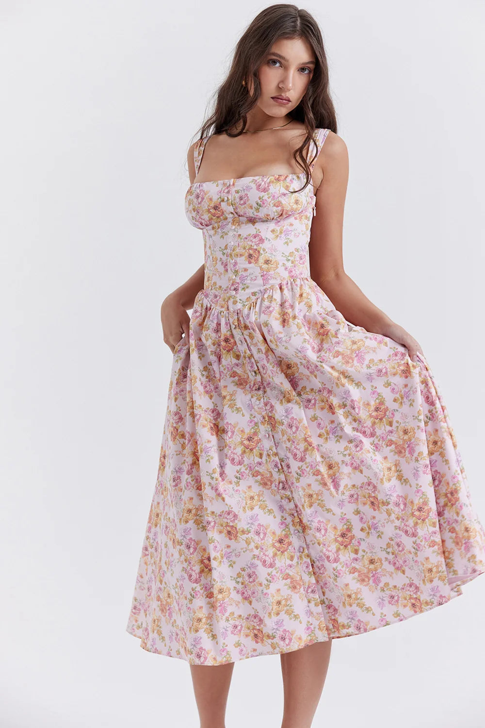 Twinny Vintage Floral Print Dress