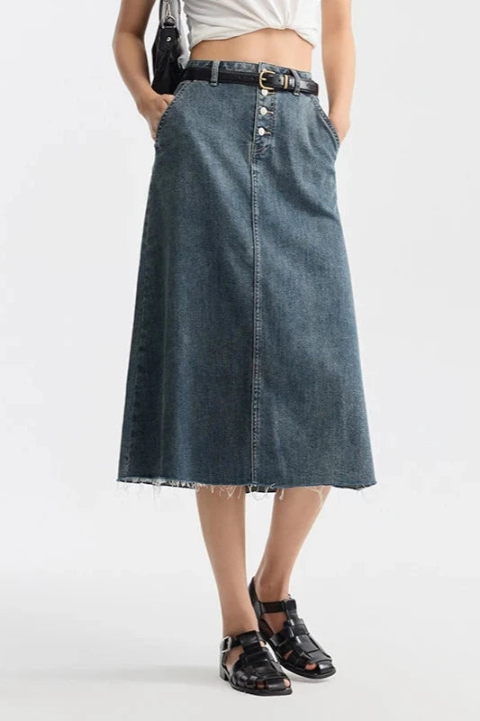 Y2K Denim A-Line Retro Versatile Long Skirt