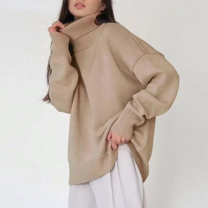 Hazz Turtleneck Sweaters Thick Autumn Winter Warm Solid Knitted Pullovers High Neck Oversized Sweater