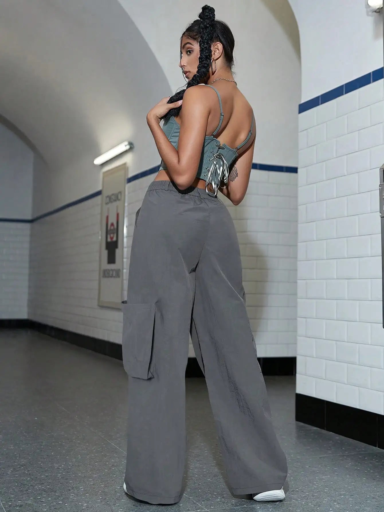 Perle double-pocket wide-leg overalls Cargo Pants