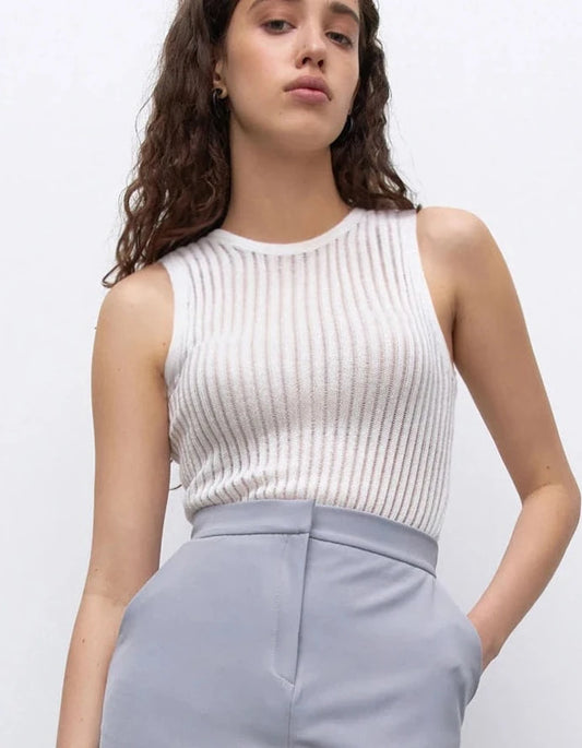KZ See Through Hollow Out Sleeveless Tank Top