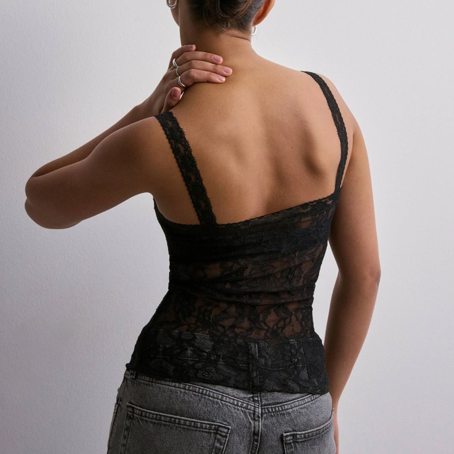 Hiri Aesthetic Retro Floral Lace Sheer Tops