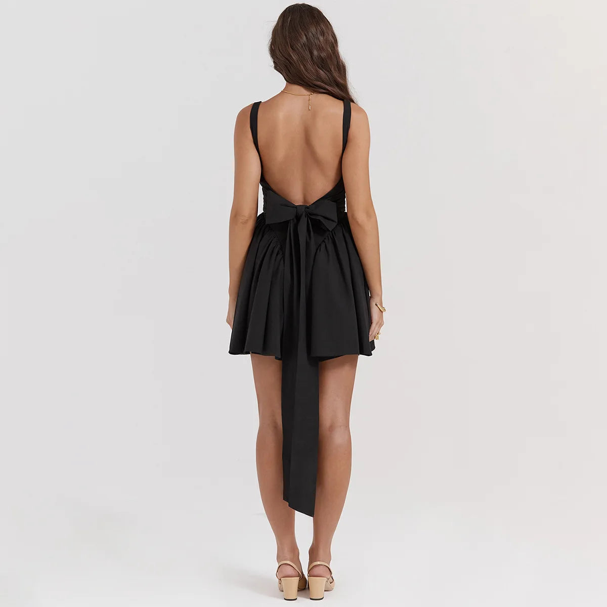 Aura Elegant Sleeveless Backless Bow Mini