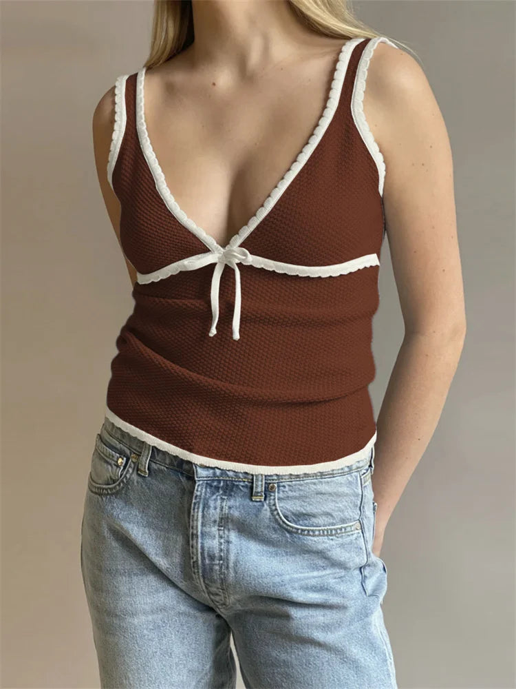 Lassy Lace-Up Backless Tank Top