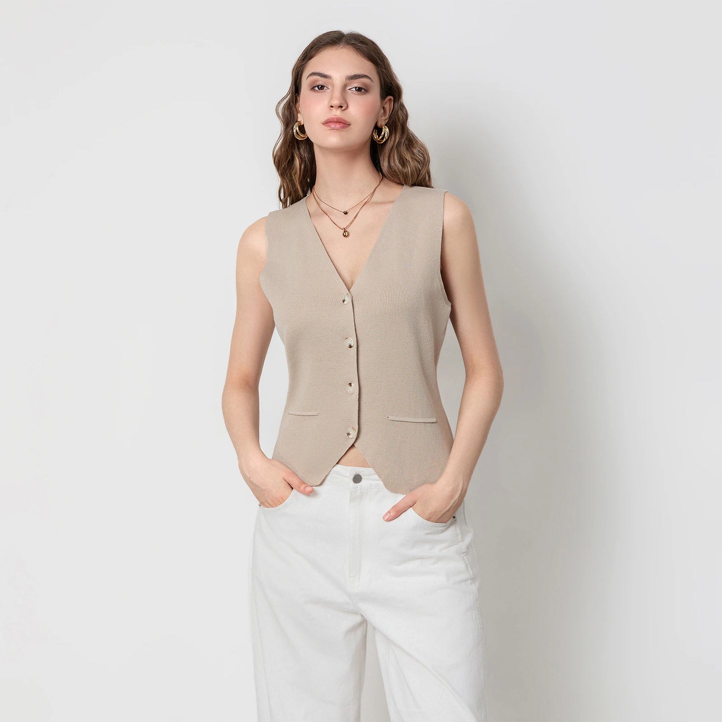 BC Sleeveless Waistcoats V Neck Button Down Vest