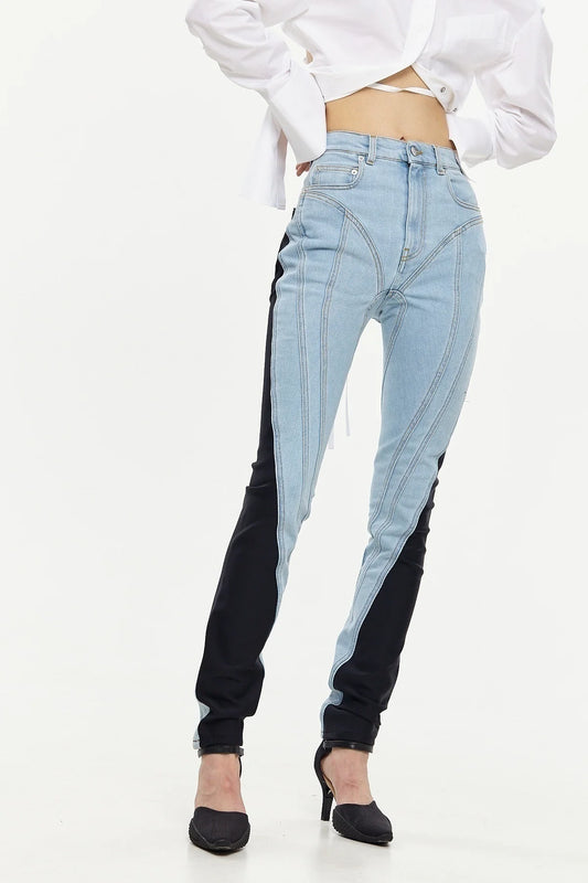 Lu High-Waist Denim Pencil Pants