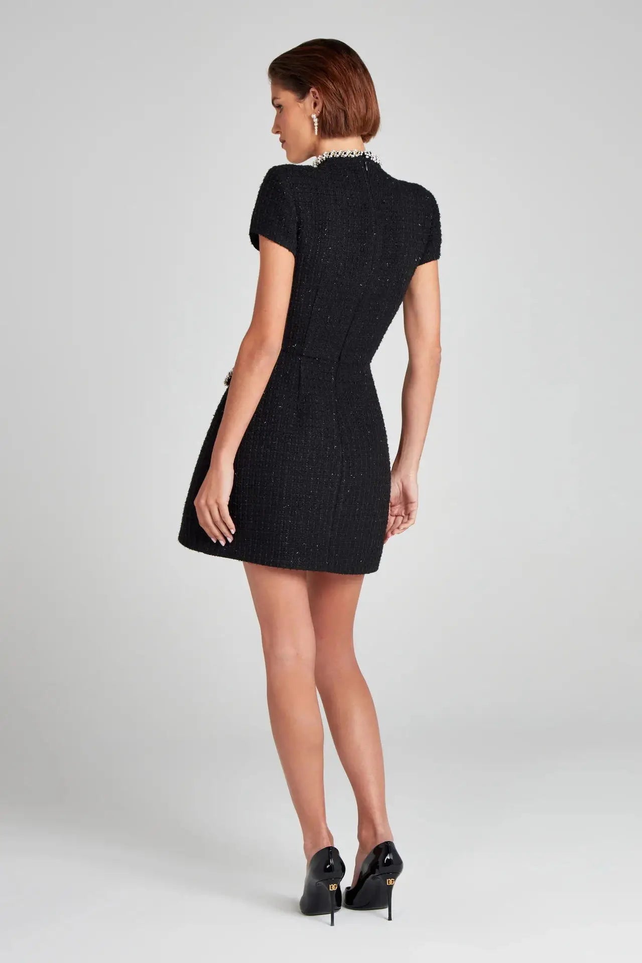 Mini Dress Pocket Short Sleeve Glitter Vintage Dress