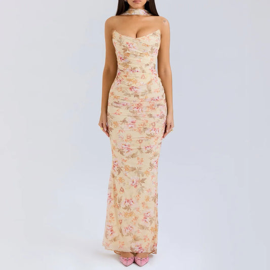 Suninheart Elegant 2 Pieces Dress Set with Scarf