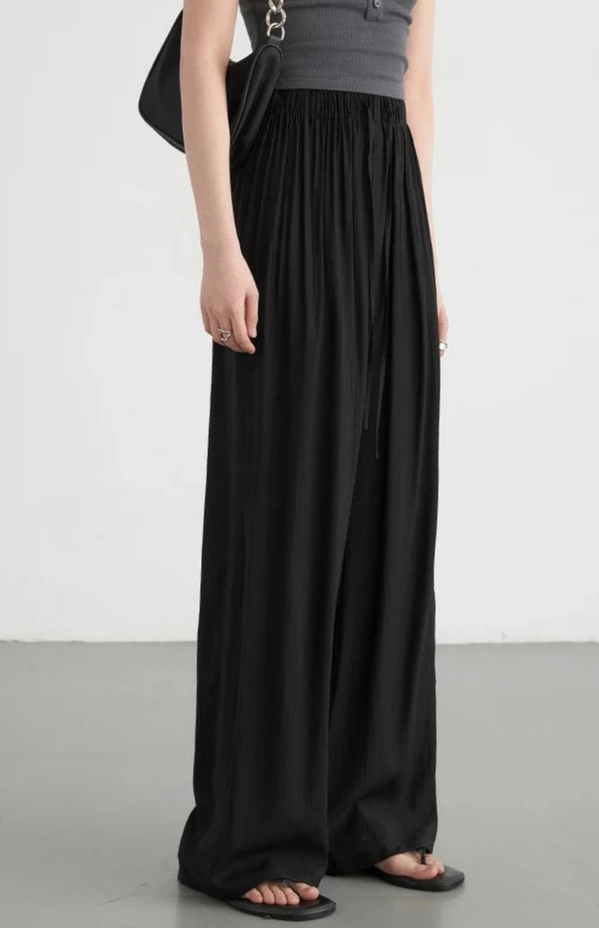 Ida High Waisted Loose Elastic Waist Wide Leg Pants
