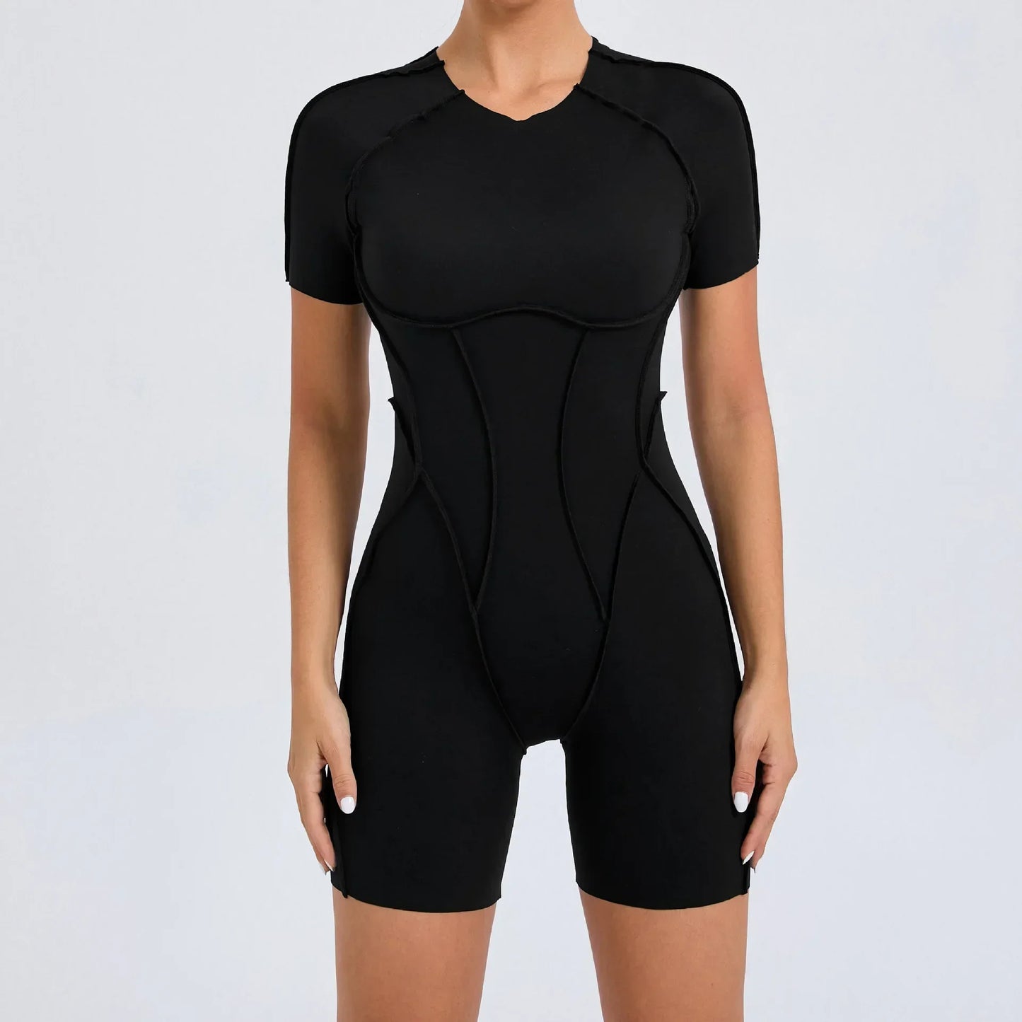 BC Seamless Yoga Jumpsuits Backless Short-sleeved One-piece