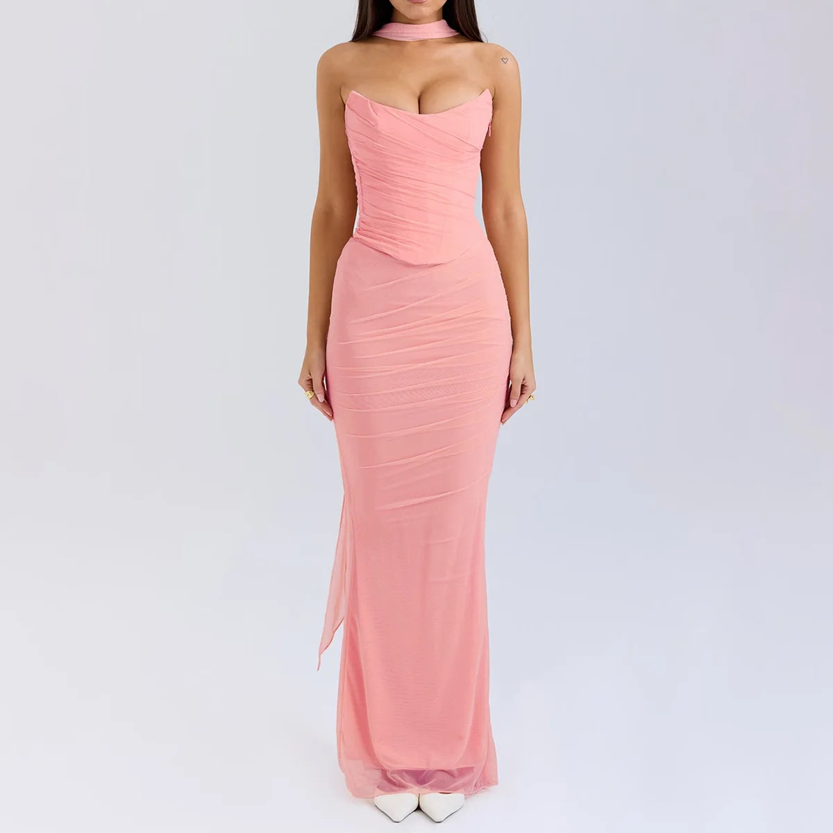 Suninheart Elegant 2 Pieces Dress Set with Scarf