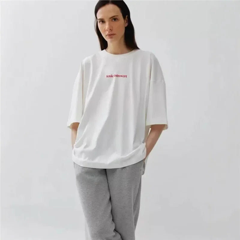 BC Medium-Length Printing Loose-Fit Sleeve Pure Cotton