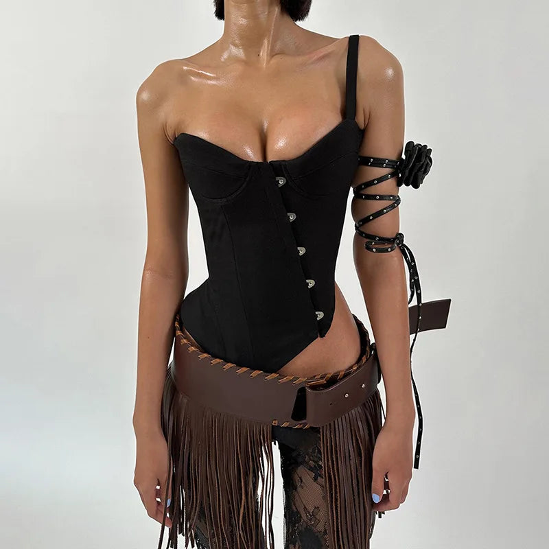 Willow Corset Asymmetrical Shoulder Backless Top