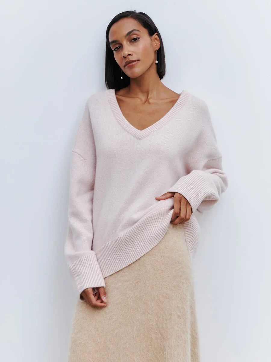 BB Oversized V-neck Warm Knitted Pullover Sweat