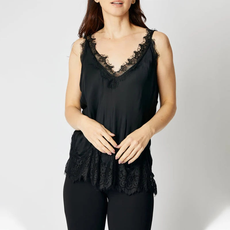 Tami Lace V-Neck Sleeveless Loose Top