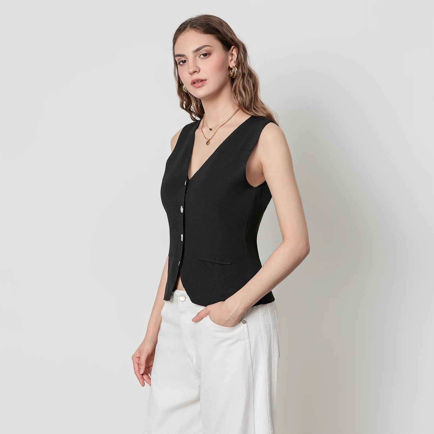 BC Sleeveless Waistcoats V Neck Button Down Vest