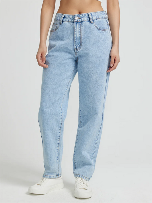 Aya Vintage High Waist Straight Leg Denim Pants