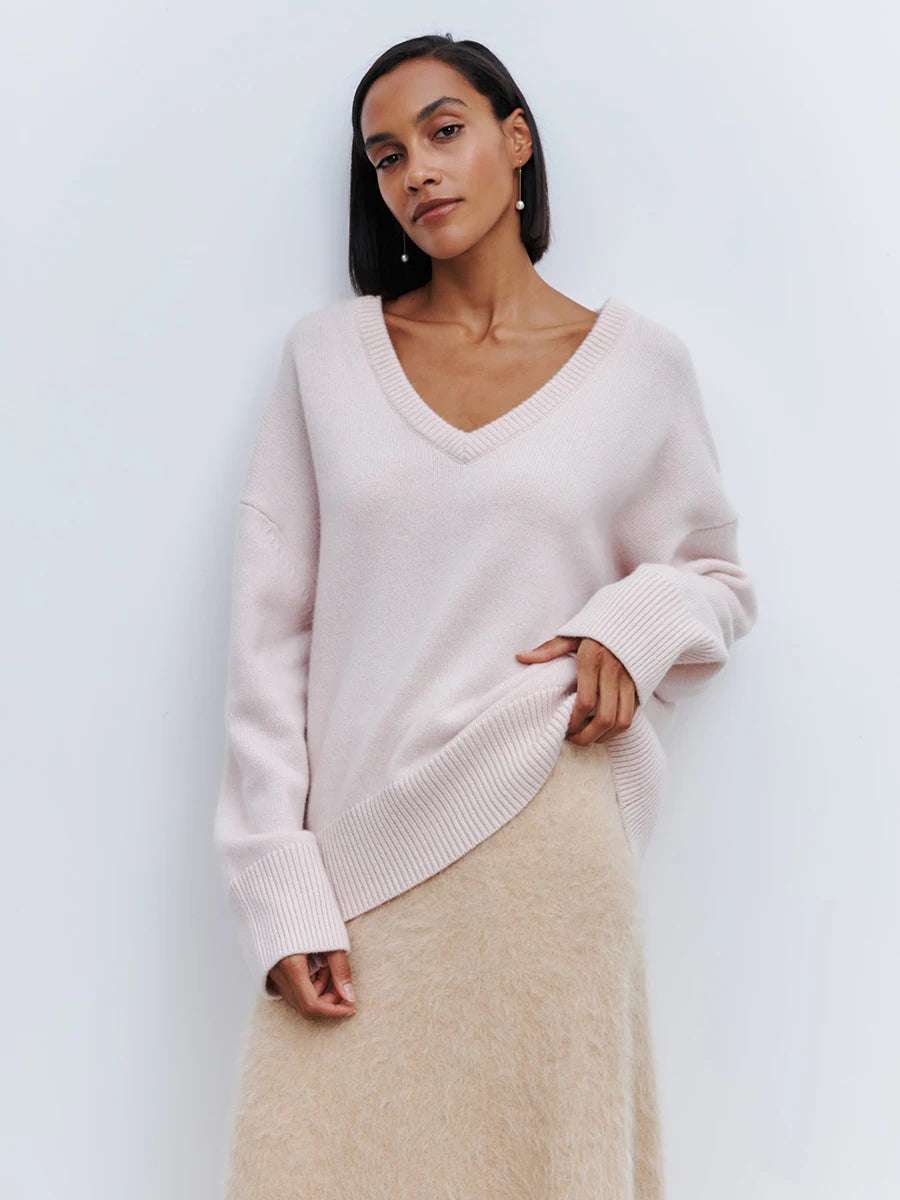 BB Oversized V-neck Warm Knitted Pullover Sweat