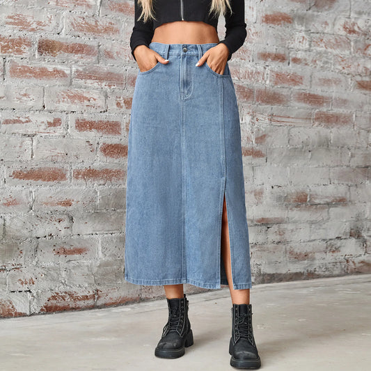 Vivianne Vintage Loose Denim Long Skirt