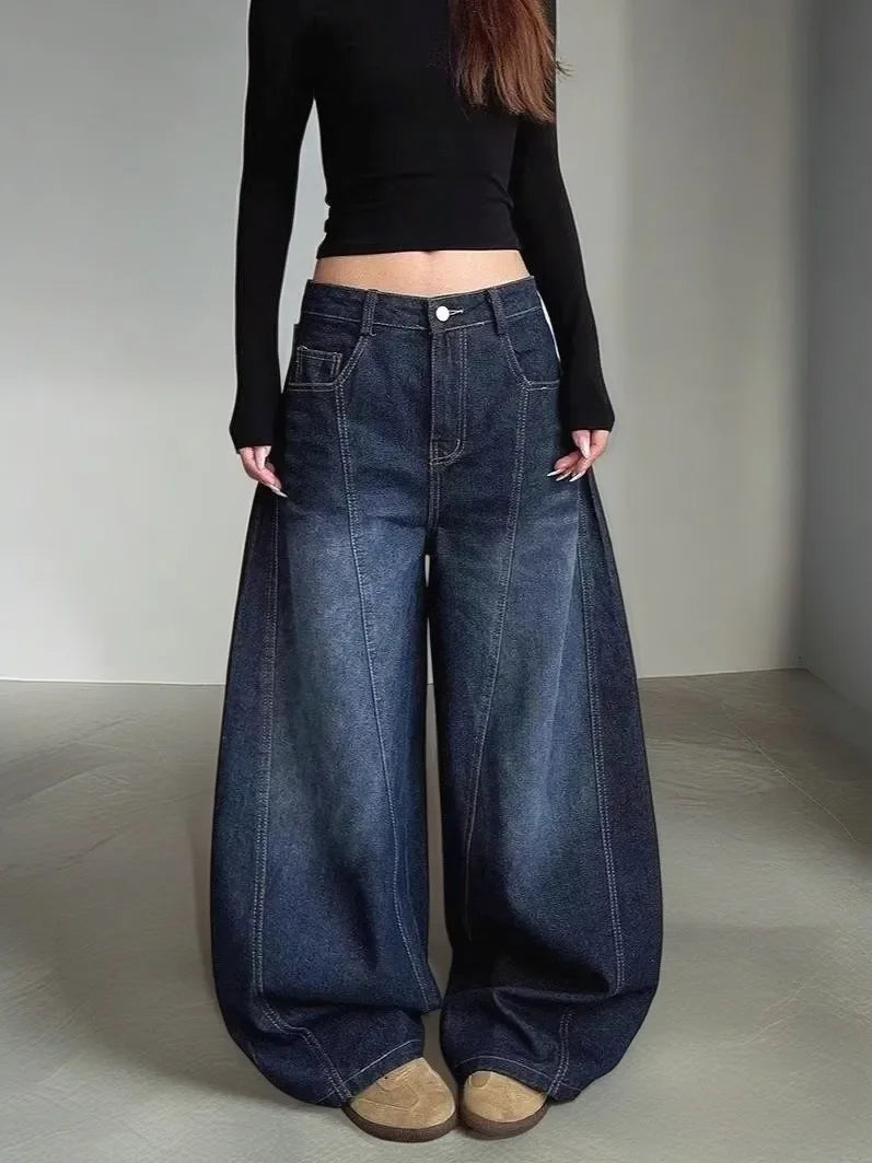 BC Deep Blue Vintage Plus Size Straight-Leg Loose-Fit Denim