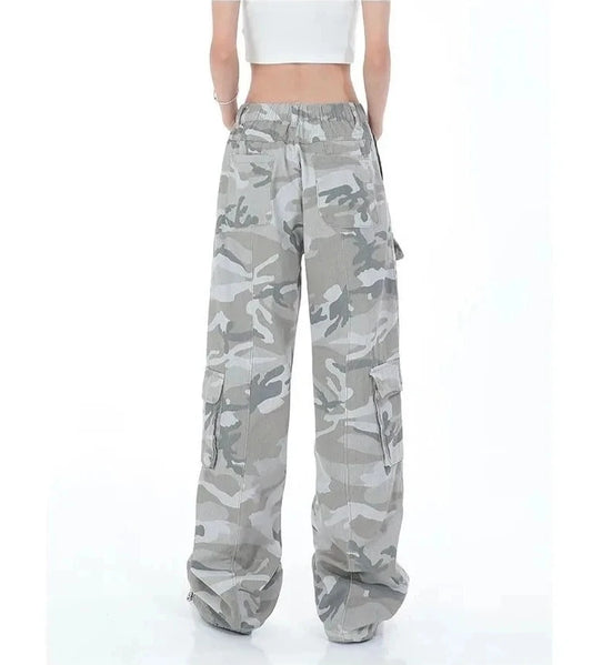 BG Y2K Camouflage Baggy Elastic Waist Wide Leg