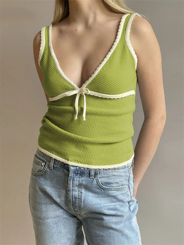Lassy Lace-Up Backless Tank Top