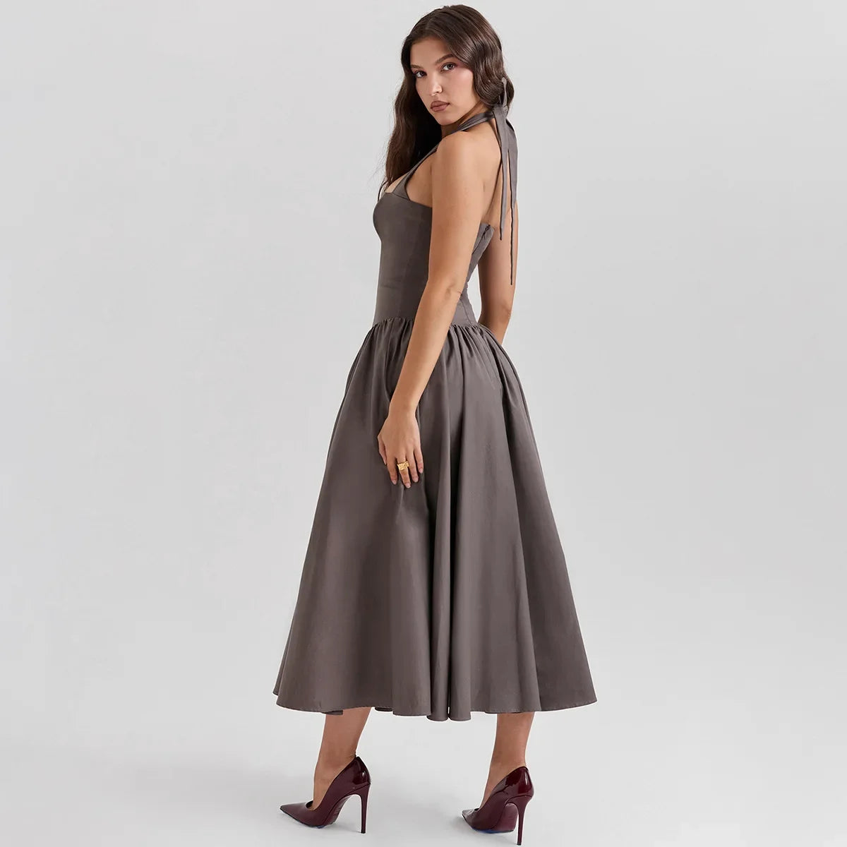 Suky Flare Halter Long Dress