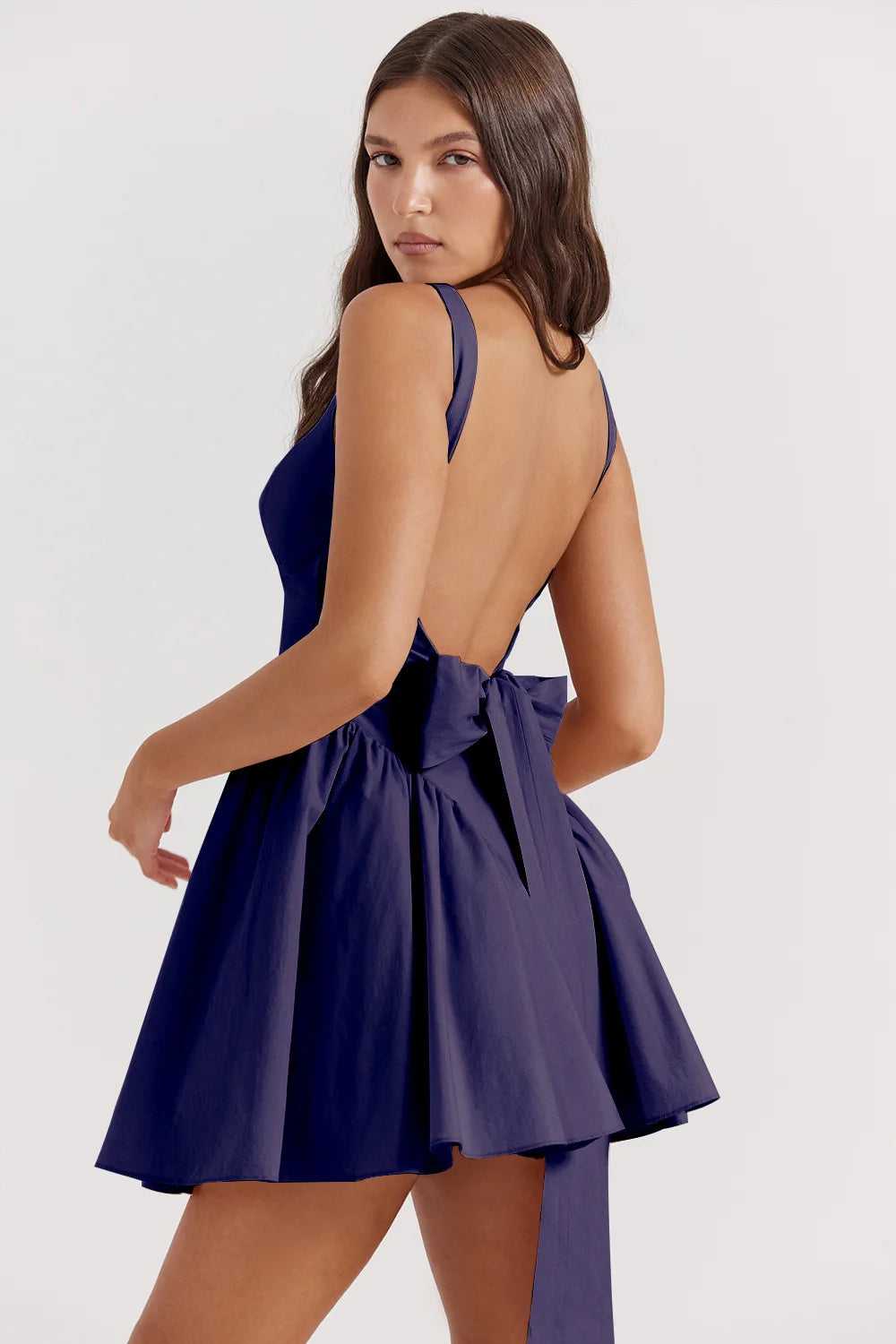 Aura Elegant Sleeveless Backless Bow Mini