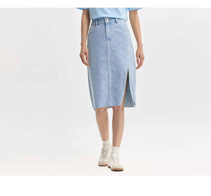 Denim High-Waisted Medium-Length Vintage Skirt