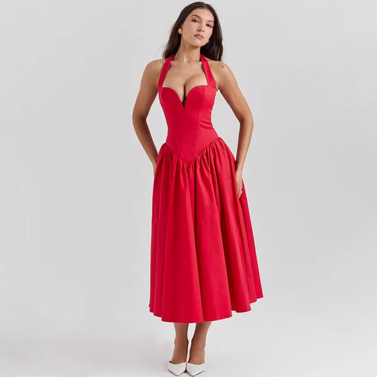 Suky Flare Halter Long Dress