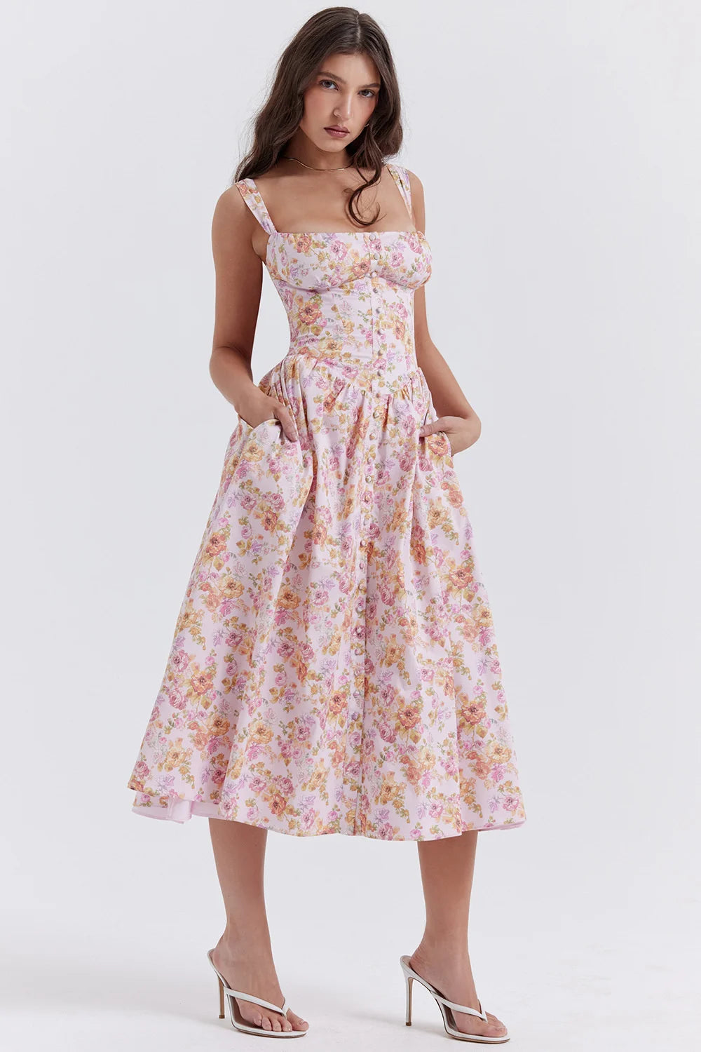 Twinny Vintage Floral Print Dress