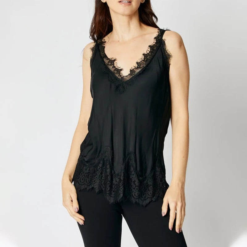 Tami Lace V-Neck Sleeveless Loose Top